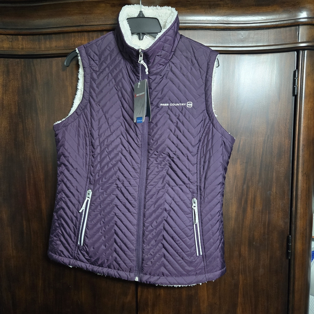 Reversible Free Country Deep Purple Quilted Vest, M NEW - Picture 1 of 13